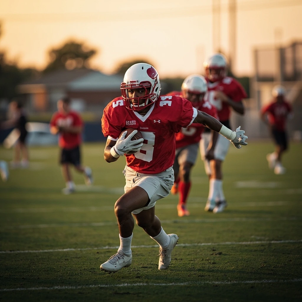 High school recruit during a 7-on-7 camp