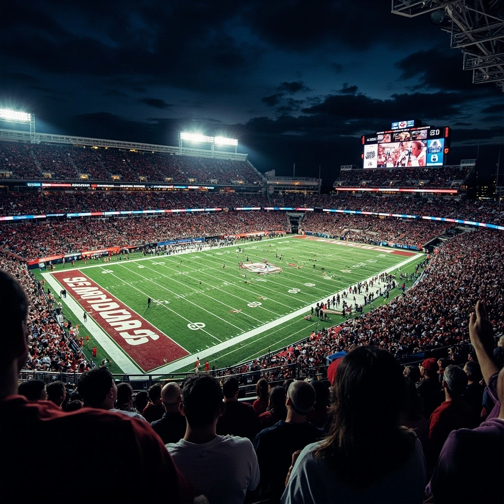 ACC football stadium at night after an upset