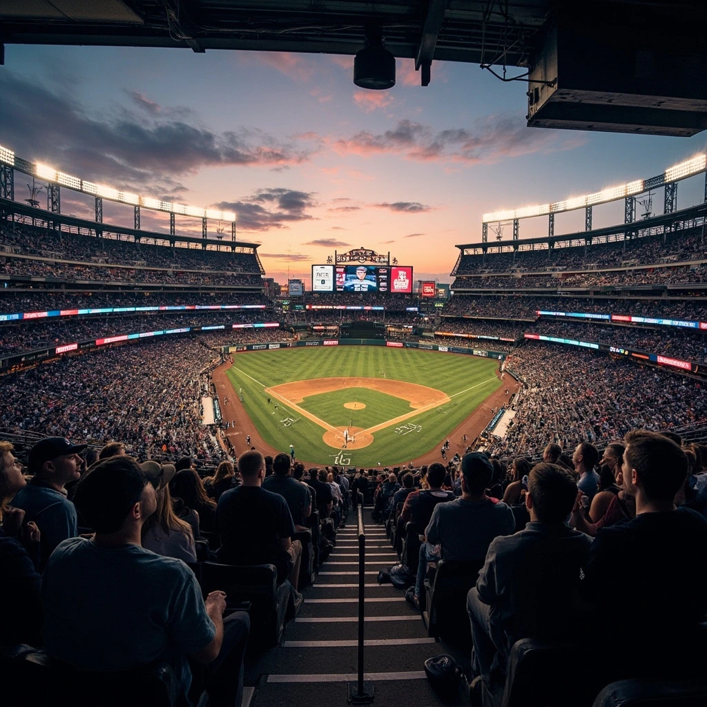 Yankee Stadium at twilight, Bronx New York